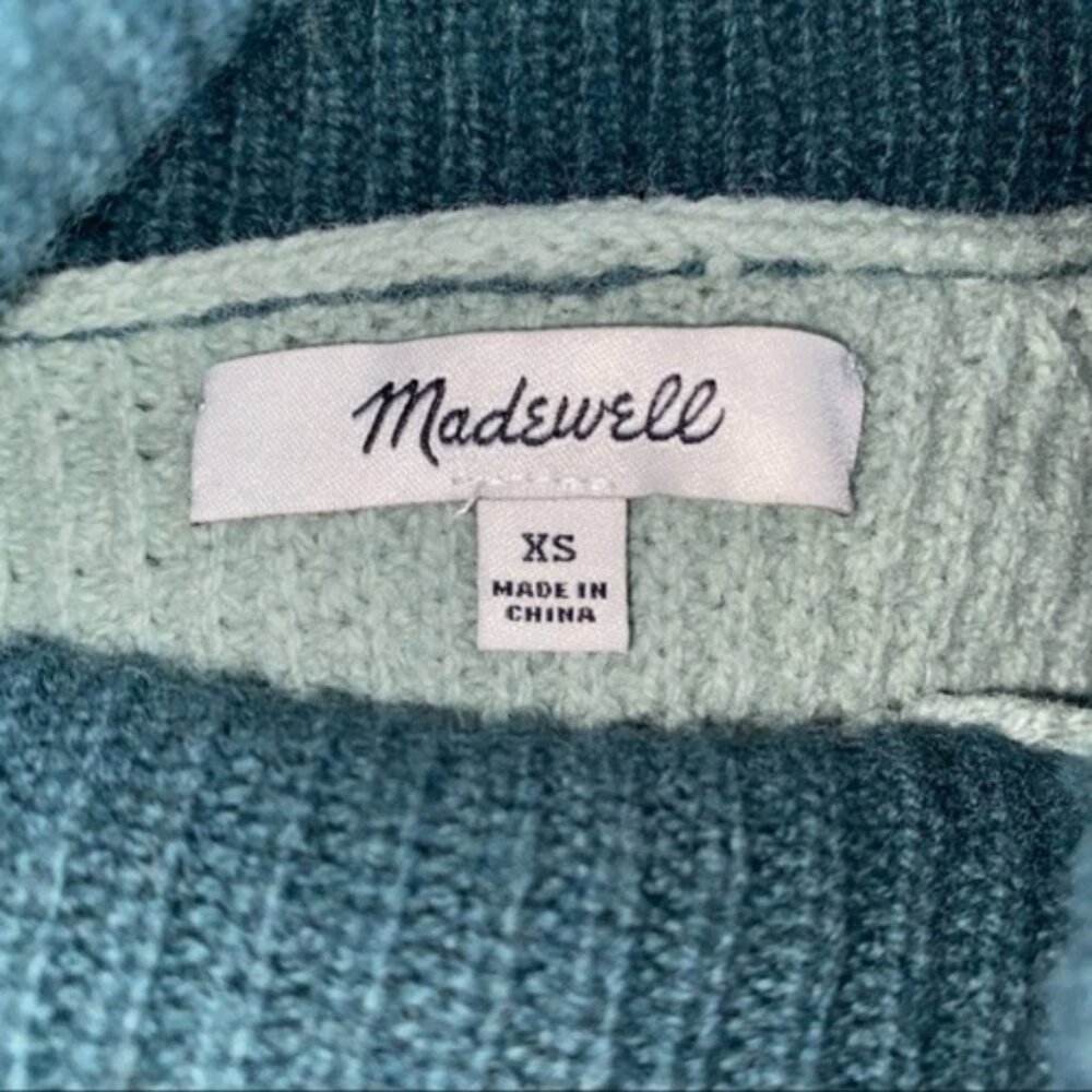 Madewell - Colorblock Eastbrook Turtleneck Cross-Back Sweater | XS: Sage Green - Picture 10 of 15